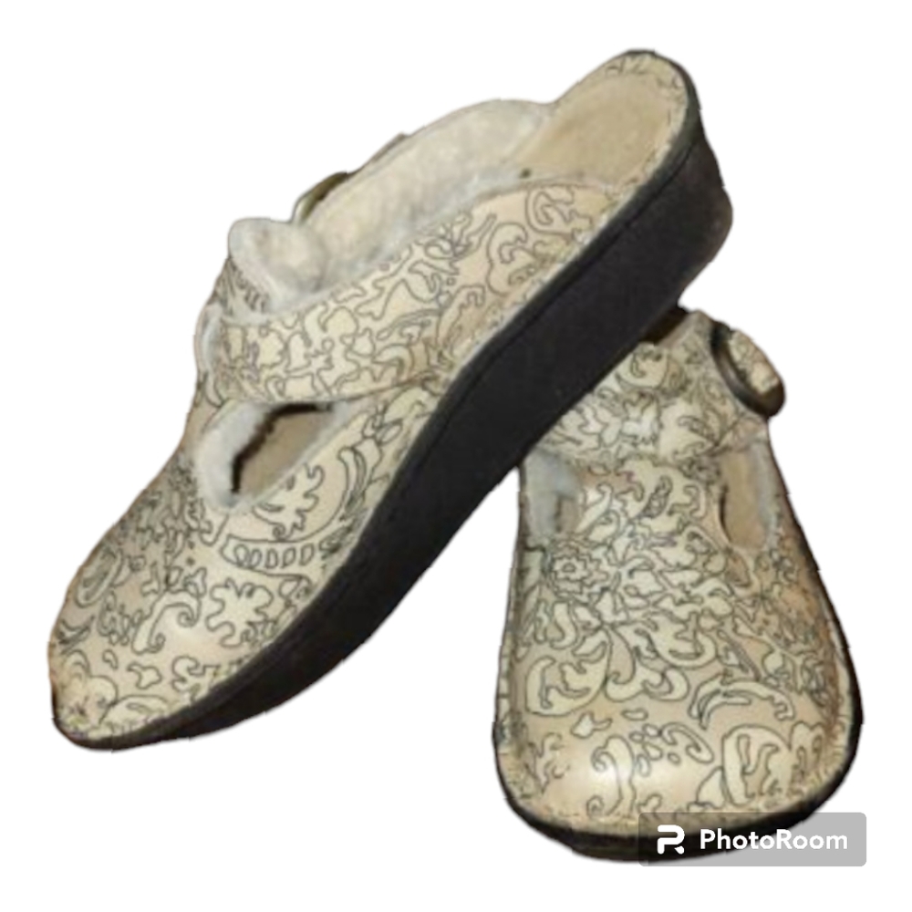 Beige  Alegria T-Strap Comfort Mule